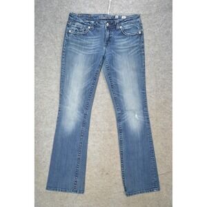 Miss Me Jeans Womens 31x34 Blue Low Rise Bootcut Rhinestone Flap Pockets